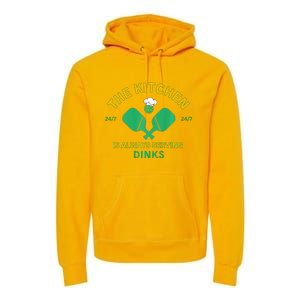 The Kitchen is Always Serving Dinks Pickleball Funny Rules Premium Hoodie