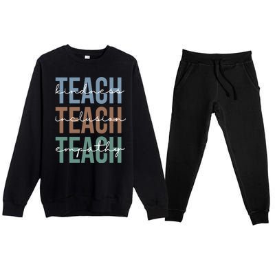 Teach Kindness Inclusion Empathy Premium Crewneck Sweatsuit Set