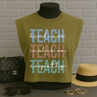 Teach Kindness Inclusion Empathy Garment-Dyed Women's Muscle Tee
