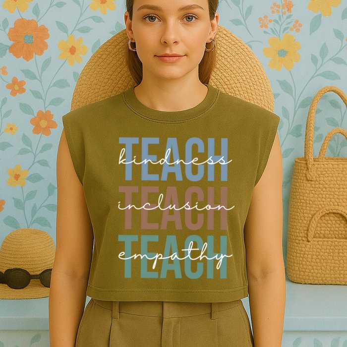 Teach Kindness Inclusion Empathy Garment-Dyed Women's Muscle Tee
