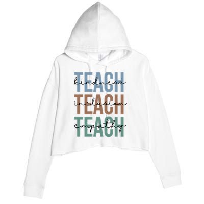 Teach Kindness Inclusion Empathy Crop Fleece Hoodie