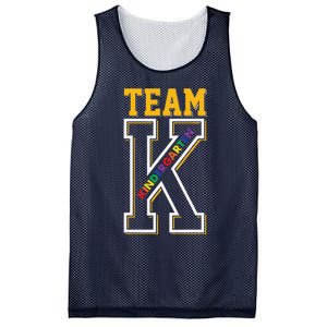 Team K Kindergarten Teacher Student Back To School First Day Mesh Reversible Basketball Jersey Tank