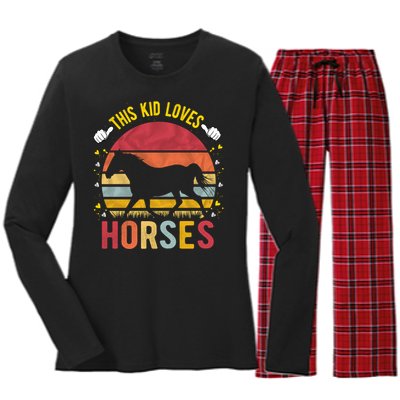 This Kid Loves Horses Boys And Girls Horse Gift Meaningful Gift Women's Long Sleeve Flannel Pajama Set 