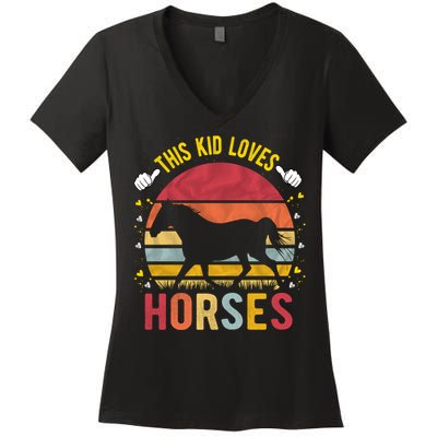 This Kid Loves Horses Boys And Girls Horse Gift Meaningful Gift Women's V-Neck T-Shirt