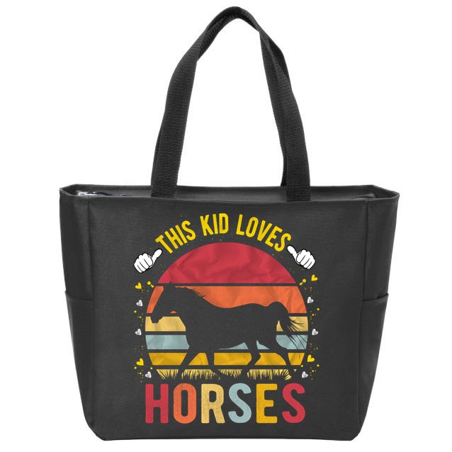 This Kid Loves Horses Boys And Girls Horse Gift Meaningful Gift Zip Tote Bag