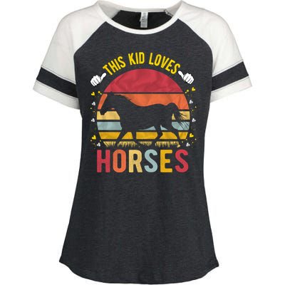 This Kid Loves Horses Boys And Girls Horse Gift Meaningful Gift Enza Ladies Jersey Colorblock Tee