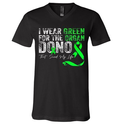 Transplant Kidney Liver Surgery Green For The Organ Donor V-Neck T-Shirt
