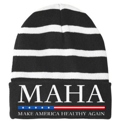 Trump Kennedy Maha Make America Healthy Again 2024 Striped Beanie with Solid Band