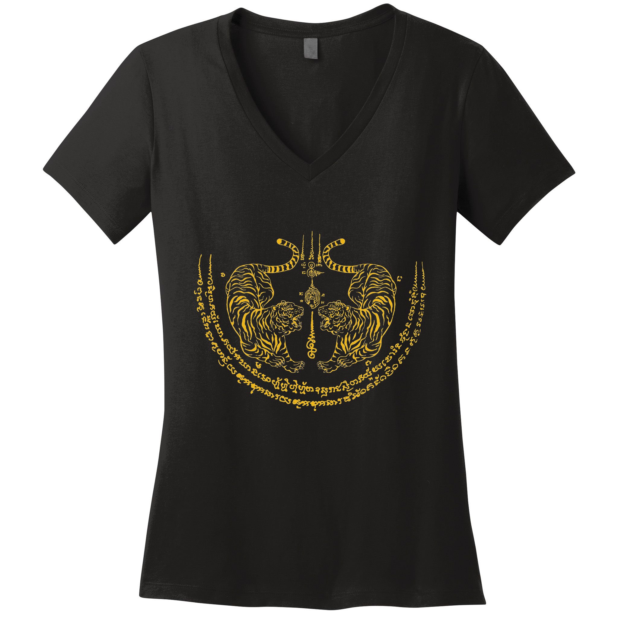 Thailand Kickboxer Muay Thai Thai Boxer Twin Tiger Sak Yant Women's V-Neck T-Shirt