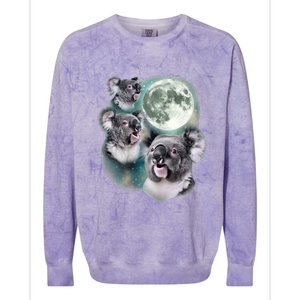 Three Koala Moon Cute Quirky Meme Howling Wildlife Koala Colorblast Crewneck Sweatshirt