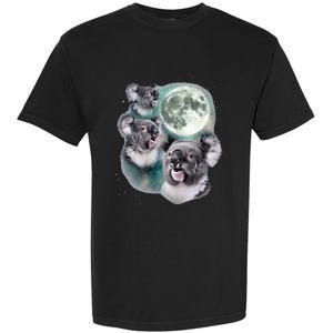 Three Koala Moon Cute Quirky Meme Howling Wildlife Koala Garment-Dyed Heavyweight T-Shirt