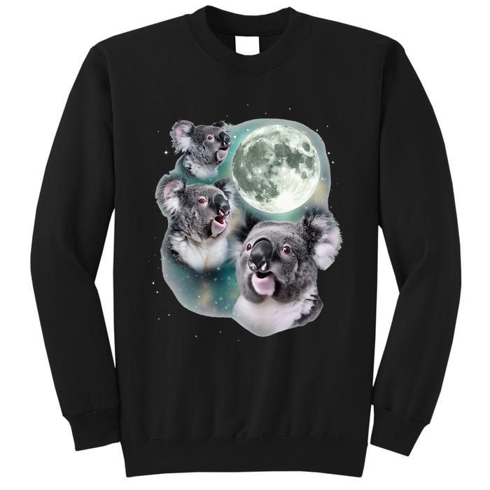 Three Koala Moon Cute Quirky Meme Howling Wildlife Koala Sweatshirt