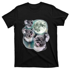 Three Koala Moon Cute Quirky Meme Howling Wildlife Koala T-Shirt