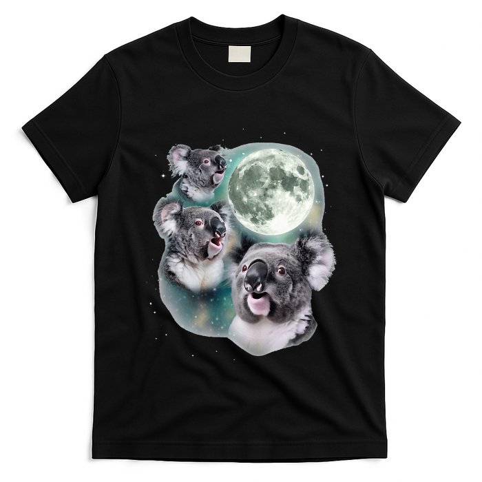 Three Koala Moon Cute Quirky Meme Howling Wildlife Koala T-Shirt