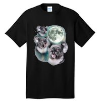 Three Koala Moon Cute Quirky Meme Howling Wildlife Koala Tall T-Shirt