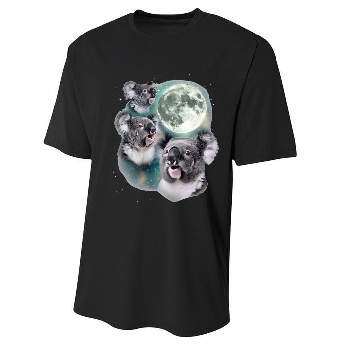 Three Koala Moon Cute Quirky Meme Howling Wildlife Koala Performance Sprint T-Shirt