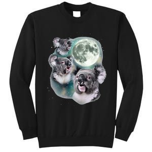 Three Koala Moon Cute Quirky Meme Howling Wildlife Koala Tall Sweatshirt