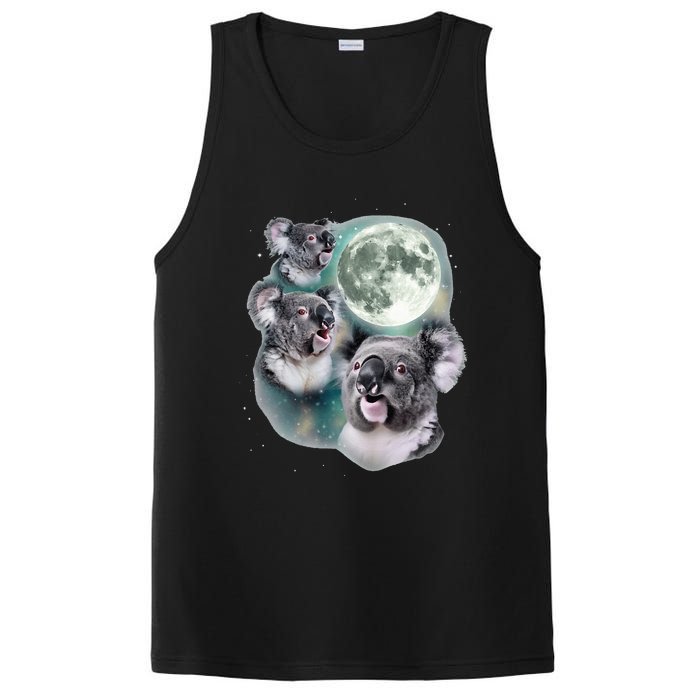 Three Koala Moon Cute Quirky Meme Howling Wildlife Koala PosiCharge Competitor Tank