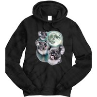 Three Koala Moon Cute Quirky Meme Howling Wildlife Koala Tie Dye Hoodie