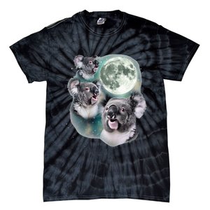 Three Koala Moon Cute Quirky Meme Howling Wildlife Koala Tie-Dye T-Shirt