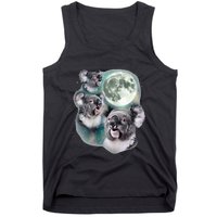 Three Koala Moon Cute Quirky Meme Howling Wildlife Koala Tank Top