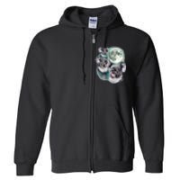 Three Koala Moon Cute Quirky Meme Howling Wildlife Koala Full Zip Hoodie