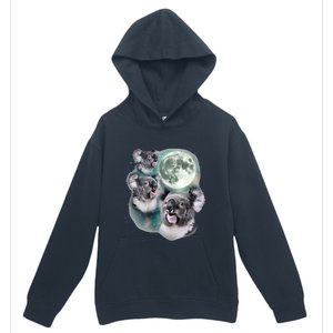 Three Koala Moon Cute Quirky Meme Howling Wildlife Koala Urban Pullover Hoodie