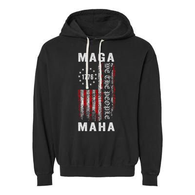 Trump Kennedy Maga Maha 2024 Flag Garment-Dyed Fleece Hoodie