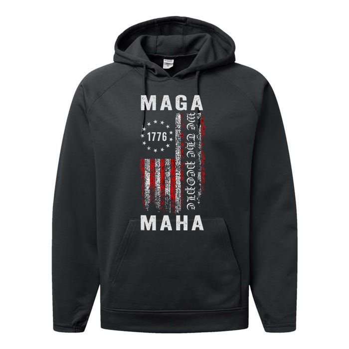 Trump Kennedy Maga Maha 2024 Flag Performance Fleece Hoodie