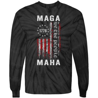 Trump Kennedy Maga Maha 2024 Flag Tie-Dye Long Sleeve Shirt