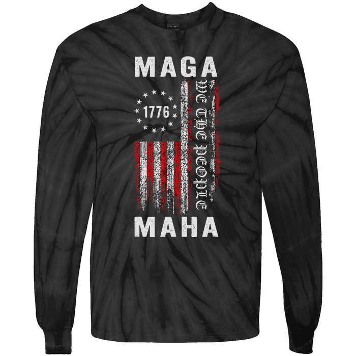 Trump Kennedy Maga Maha 2024 Flag Tie-Dye Long Sleeve Shirt