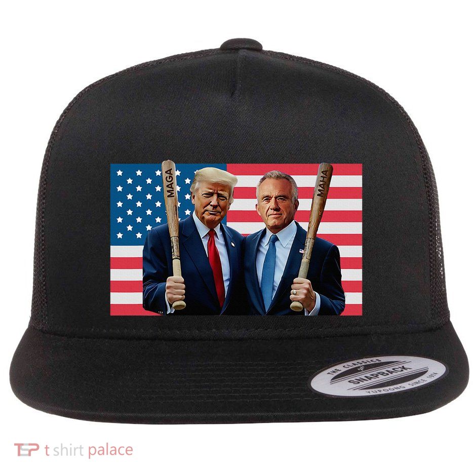 Trump Kennedy Maga Maha Baseball Bat Usa Flag Flatbill Hat