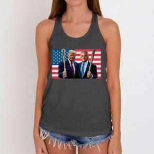 Trump Kennedy Maga Maha Baseball Bat Usa Flag Women's Knotted Racerback Tank