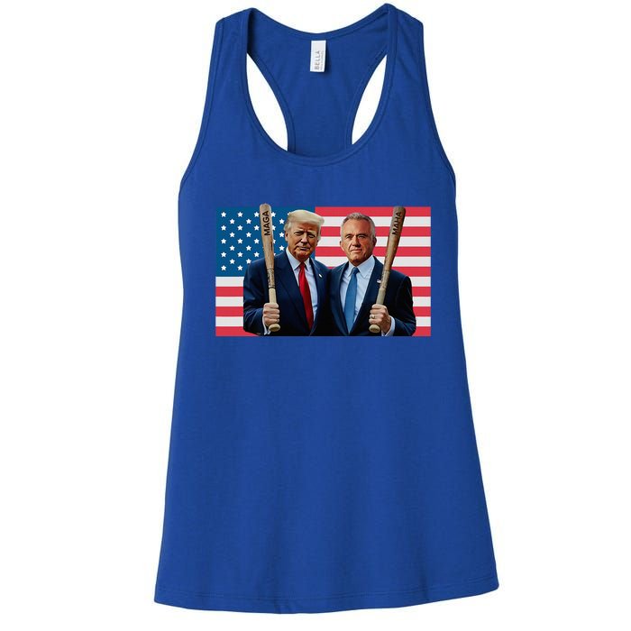 Trump Kennedy Maga Maha Baseball Bat Usa Flag Women's Racerback Tank