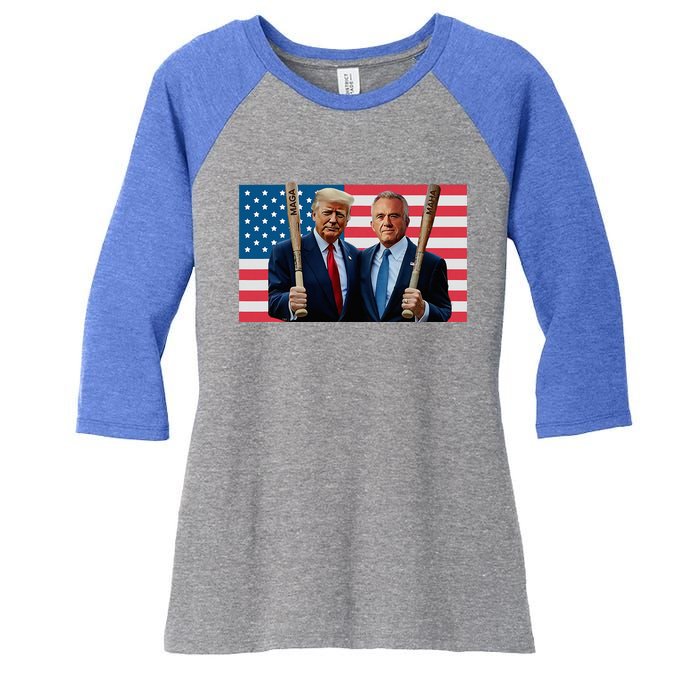 Trump Kennedy Maga Maha Baseball Bat Usa Flag Women's Tri-Blend 3/4-Sleeve Raglan Shirt