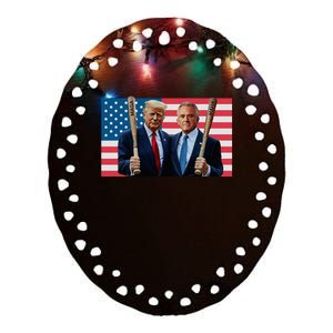 Trump Kennedy Maga Maha Baseball Bat Usa Flag Ceramic Oval Ornament