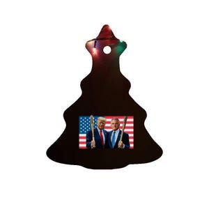 Trump Kennedy Maga Maha Baseball Bat Usa Flag Ceramic Tree Ornament