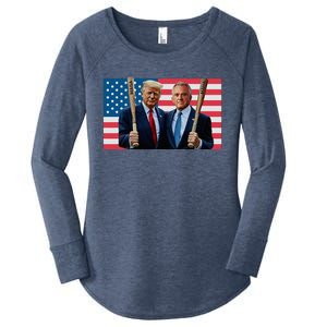 Trump Kennedy Maga Maha Baseball Bat Usa Flag Women's Perfect Tri Tunic Long Sleeve Shirt