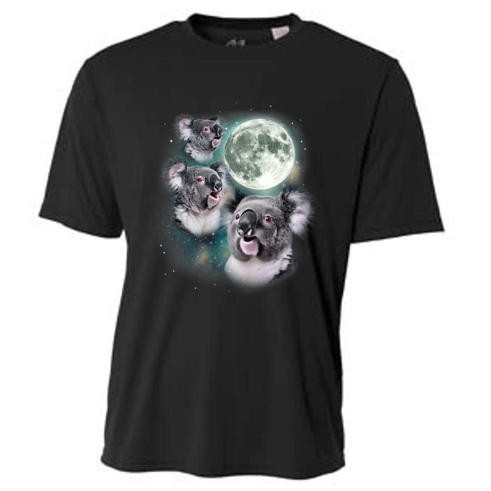 Three Koala Moon Cute Quirky Meme Howling Wildlife Koala Cooling Performance Crew T-Shirt