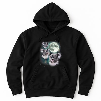 Three Koala Moon Cute Quirky Meme Howling Wildlife Koala Hoodie