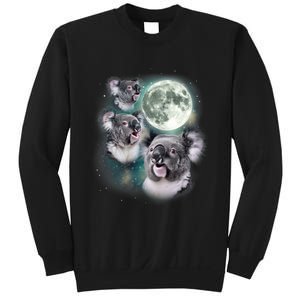 Three Koala Moon Cute Quirky Meme Howling Wildlife Koala Sweatshirt