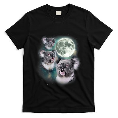 Three Koala Moon Cute Quirky Meme Howling Wildlife Koala T-Shirt