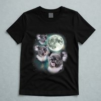 Three Koala Moon Cute Quirky Meme Howling Wildlife Koala T-Shirt