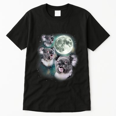 Three Koala Moon Cute Quirky Meme Howling Wildlife Koala Tall T-Shirt
