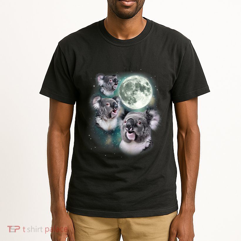 Three Koala Moon Cute Quirky Meme Howling Wildlife Koala Tall T-Shirt