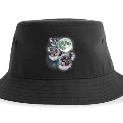 Three Koala Moon Cute Quirky Meme Howling Wildlife Koala Sustainable Bucket Hat