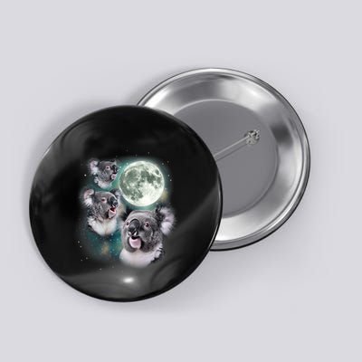 Three Koala Moon Cute Quirky Meme Howling Wildlife Koala Button