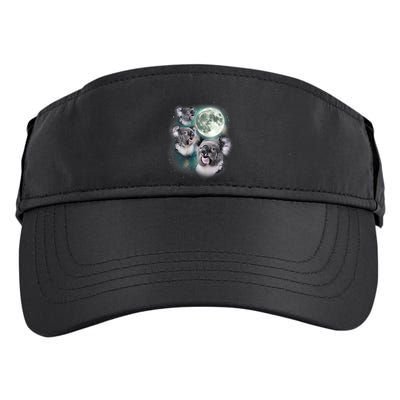 Three Koala Moon Cute Quirky Meme Howling Wildlife Koala Adult Drive Performance Visor