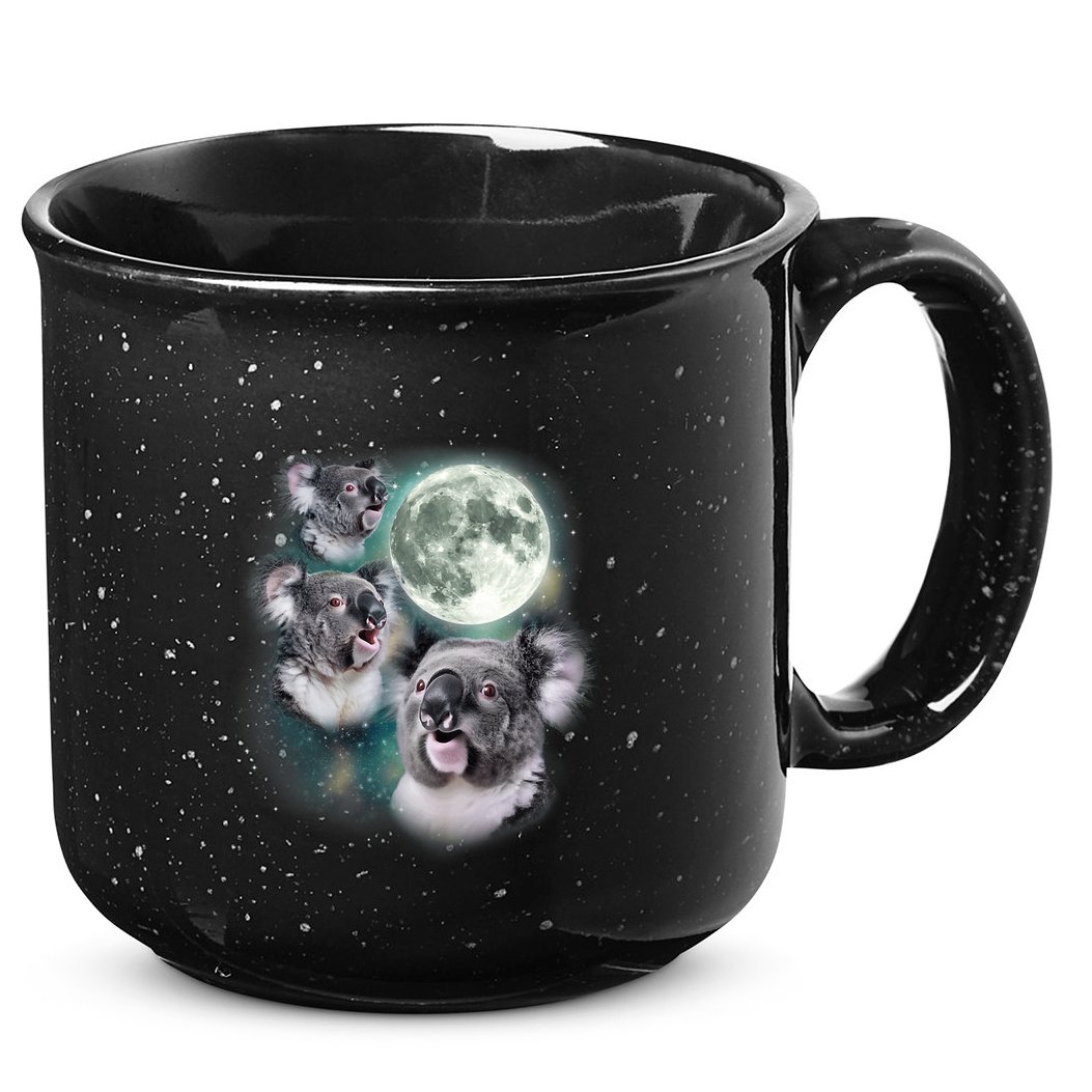 Three Koala Moon Cute Quirky Meme Howling Wildlife Koala 15oz Campfire Ceramic Mug