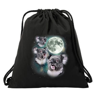 Three Koala Moon Cute Quirky Meme Howling Wildlife Koala Drawstring Bag